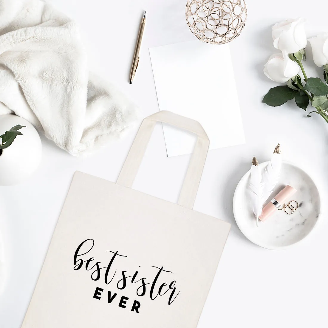 Best Sister Ever Cotton Canvas Tote Bag by The Cotton & Canvas Co.